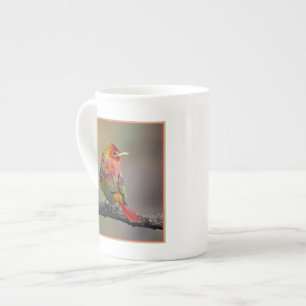 Scarlet Tanager Molting - Original Photograph Bone China Mug