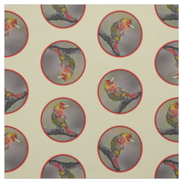 Scarlet Tanager Molting Original Photograph Fabric (Swatch)