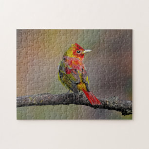 Scarlet Tanager Molting - Original Photograph Jigsaw Puzzle