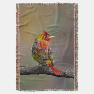 Scarlet Tanager Molting - Original Photograph Throw Blanket