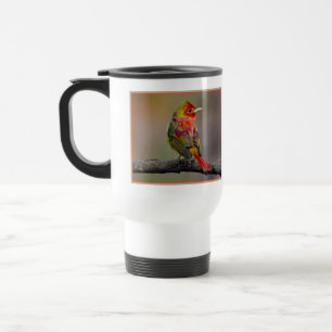 Scarlet Tanager Molting - Original Photograph Travel Mug