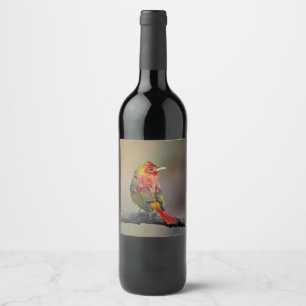 Scarlet Tanager Molting - Original Photograph Wine Label