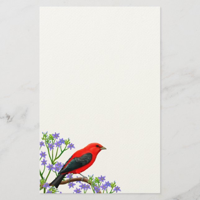Scarlet Tanager Wild Bird Stationery (Front)