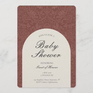 Scarlet Traditional Floral Arts and Crafts Shower Invitation
