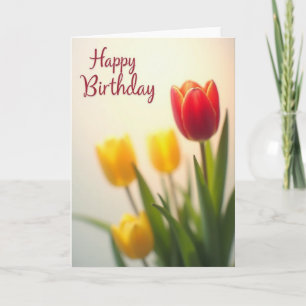 Scarlet Tulip Birthday Card