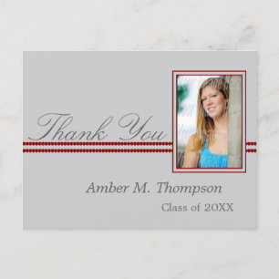 Scarlett and Grey Graduation Thank You Postcard
