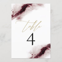 SCARLETT | Burgundy Maroon Watercolor Table Number