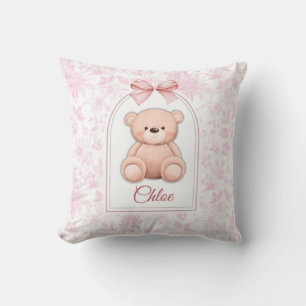 Scarlett Custom Pink Teddy Bear Nursery Design Cushion