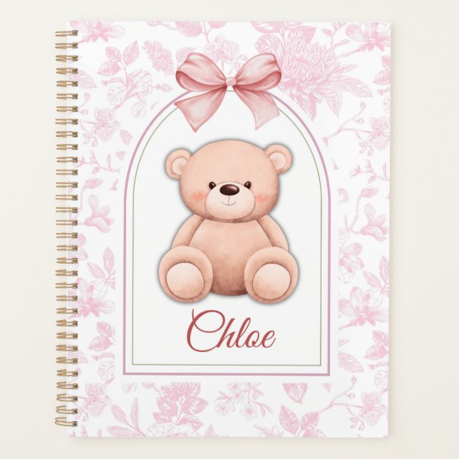 Scarlett | Custom Pink Teddy Bear Nursery Design  Planner (Front)