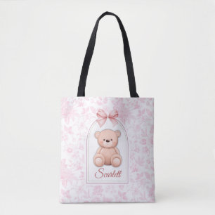Scarlett Custom Pink Teddy Bear Nursery Design Tote Bag