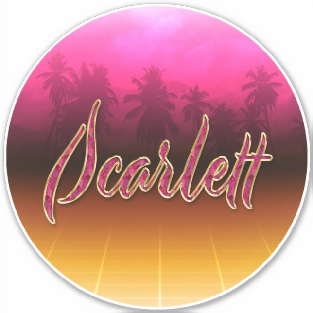 Scarlett First Name Pink Sticker (Front)