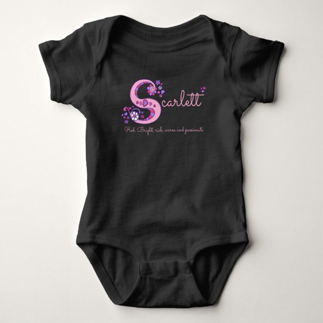 Scarlett girls name and meaning S baby apparel Bodysuit (Front)