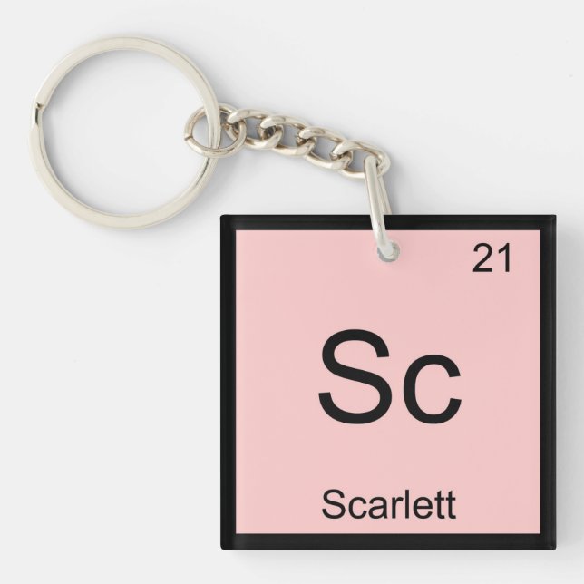 Scarlett Name Chemistry Element Periodic Table Key Ring (Front)
