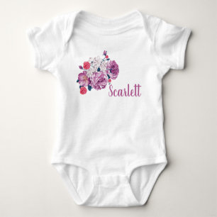 Scarlett Name Floral Custom Vintage Flower Toddler Baby Bodysuit