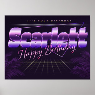 Scarlett Name Vorname lila retro Poster Geburtstag