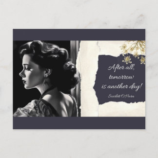 Scarlett O'Hara & Quote Beautiful Portrait Postcar Postcard