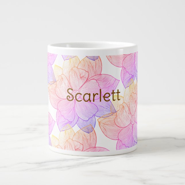Scarlett Personalised Floral Name Latte Mug (Front)