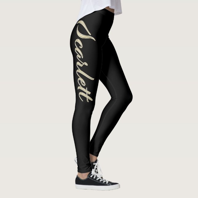 Scarlett white gold Handwriting trousers Leggings (Right)