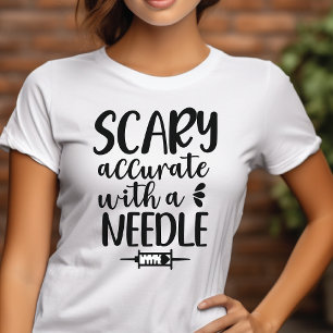 Scary Accurate With A Needle Halloween Nurse Tri-Blend Shirt