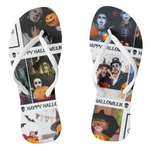 Scary Add Your Own Photo Monogram Happy Halloween Jandals