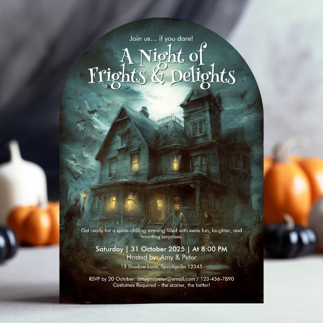 Scary Adult Spooky Haunted House Halloween Party Invitation (Scary Adult Spooky Haunted House Halloween Party Invitation)