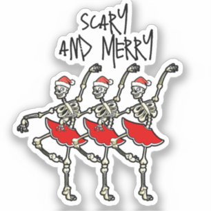 Scary and merry Christmas skull skeleton ballerina