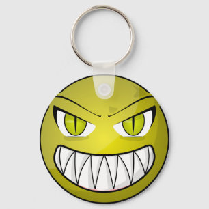 Scary Angry Green Cartoon Face Key Ring