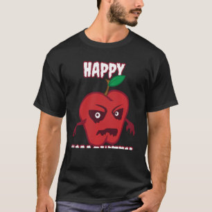 Scary Apple Happy Halloween Men Women Boys Girls T-Shirt
