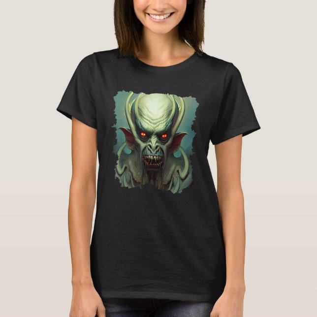 Scary Aquatic Horror Demon Nightmare Unique Digita T-Shirt (Front)