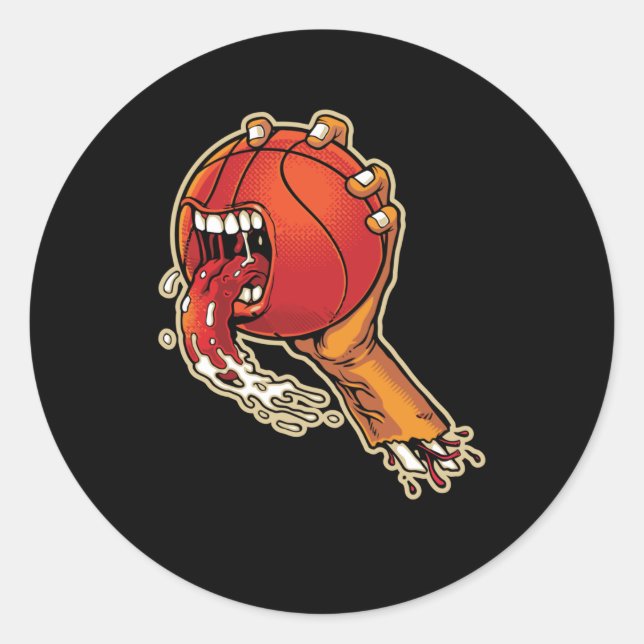 Scary Basketball Classic Round Sticker (Front)