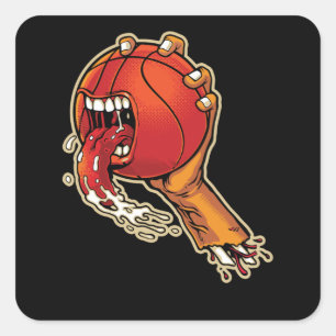 Scary Basketball Square Sticker