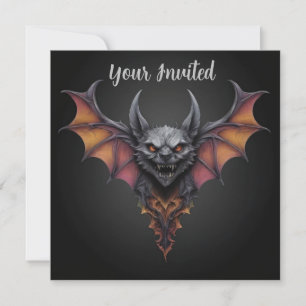 Scary Bat Ink Drawing, Invitation