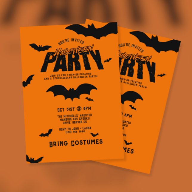 Scary Bats Halloween Party Invitation (Creator Uploaded)