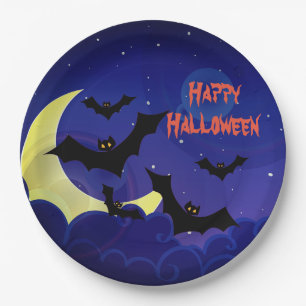 Scary Bats Happy Halloween Custom Paper Plates