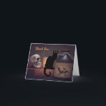 Scary Black Cat and Skull Thank You Card<br><div class="desc">This Thank You card features a scary black cat and spooky skull with a potion bottle. *</div>