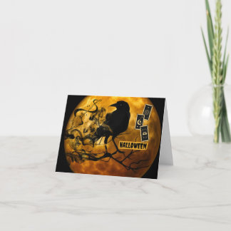 Scary Black Crow, Tarot Cards Halloween Full Moon