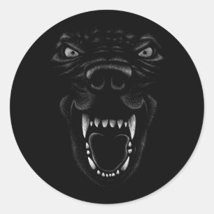 Scary Black Dog Outfit Face Costume Halloween Long Classic Round Sticker