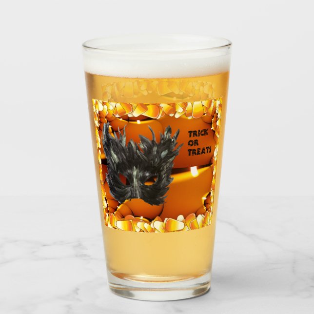 Scary Black Halloween Masque Glass (Front Filled)
