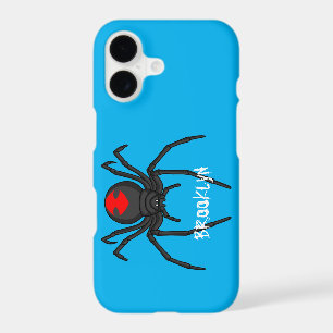 Scary black widow spider cartoon illustration