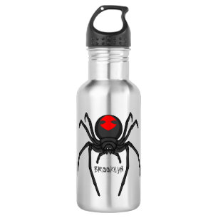 Scary black widow spider cartoon illustration 532 ml water bottle