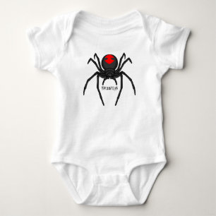 Scary black widow spider cartoon illustration baby bodysuit
