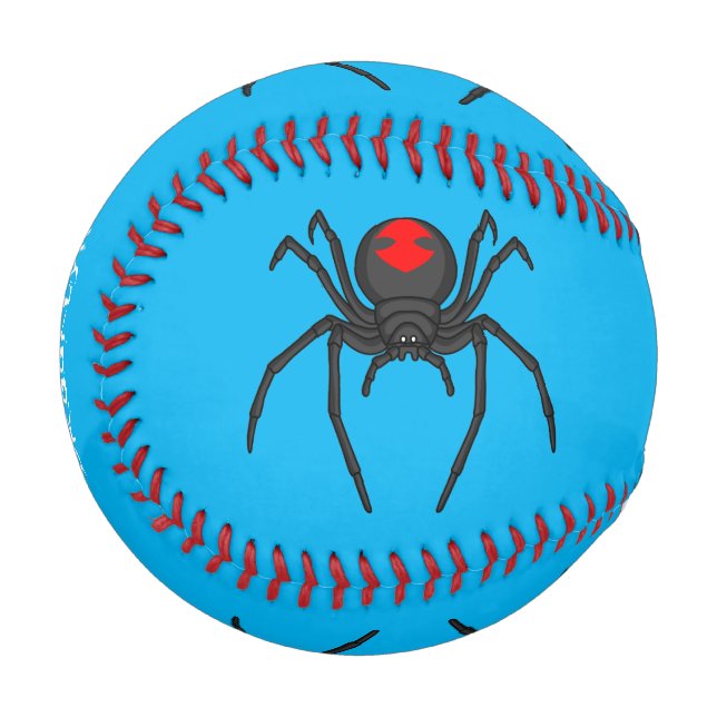 Scary black widow spider cartoon illustration baseball (Front Left)