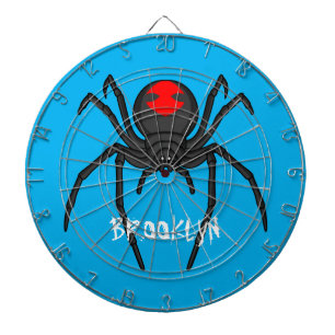 Scary black widow spider cartoon illustration dartboard