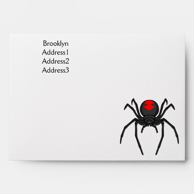 Scary black widow spider cartoon illustration envelope (Front)