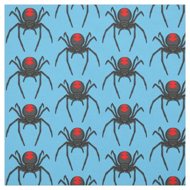Scary black widow spider cartoon illustration fabric (Swatch)