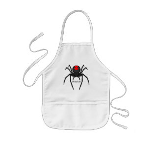 Scary black widow spider cartoon illustration kids apron