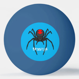 Scary black widow spider cartoon illustration  ping pong ball