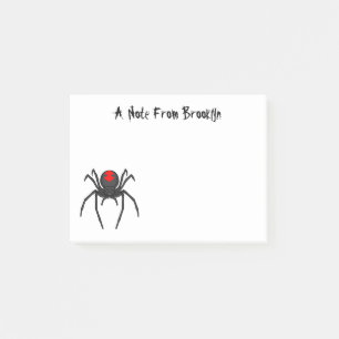 Scary black widow spider cartoon illustration post-it notes