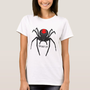 Scary black widow spider cartoon illustration T-Shirt