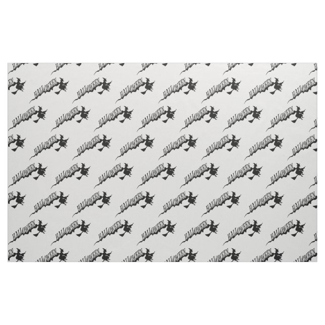 Scary Black Witch Riding Broom Thunder_Cove Fabric (Fat Quarter)